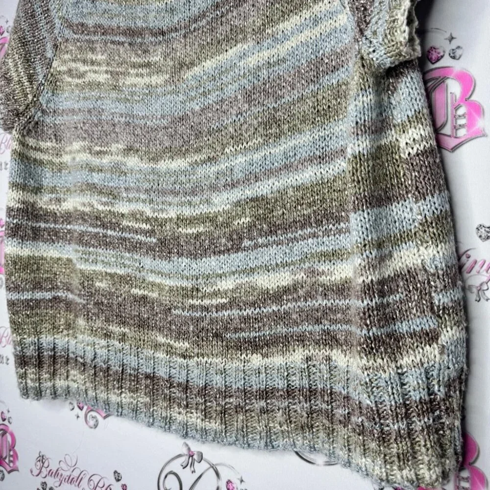 Knit sparkly shimmer top knitted crochet thick sweater tshirt style loose comfy